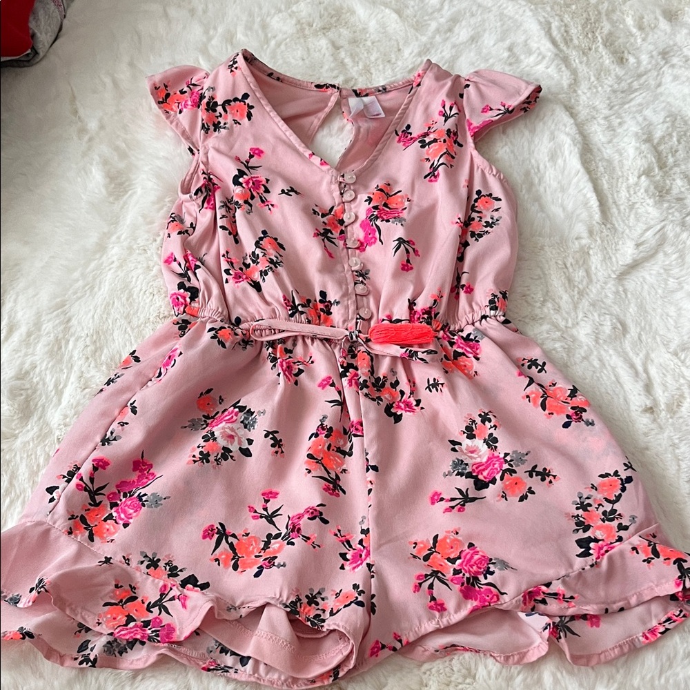 Charming Pink Floral Kids Romper